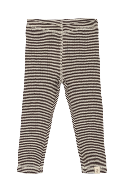 Dante Leggings Merino Wool Striped - Coffee Bean/Dark Off White