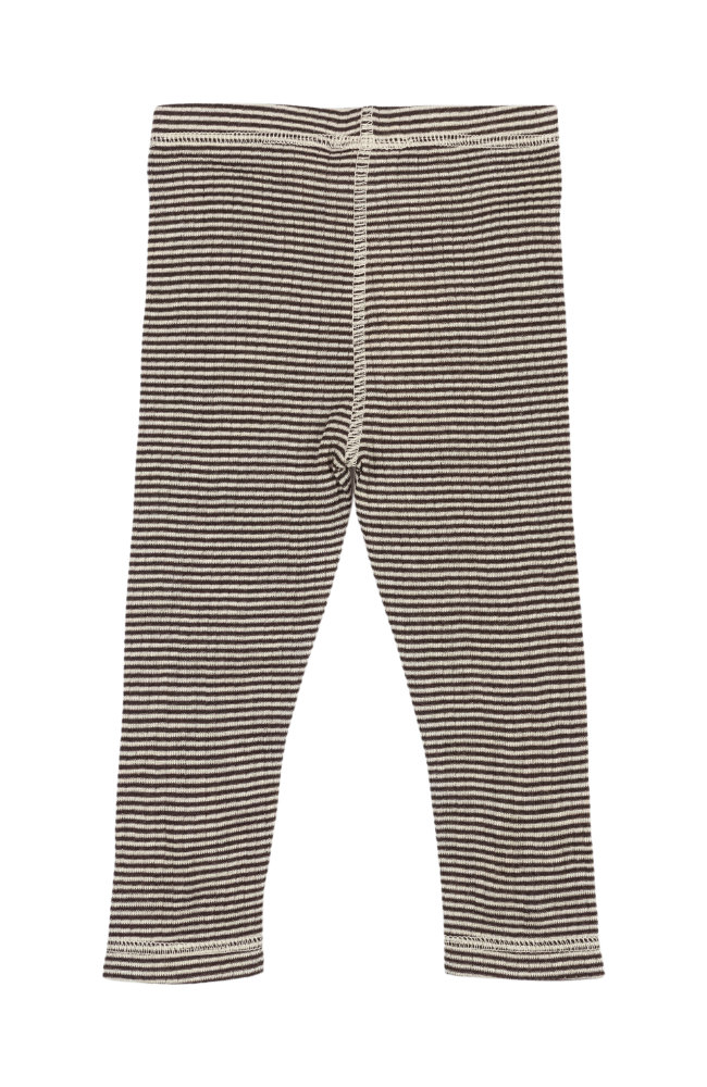 Dante Leggings Merino Wool Striped - Coffee Bean/Dark Off White