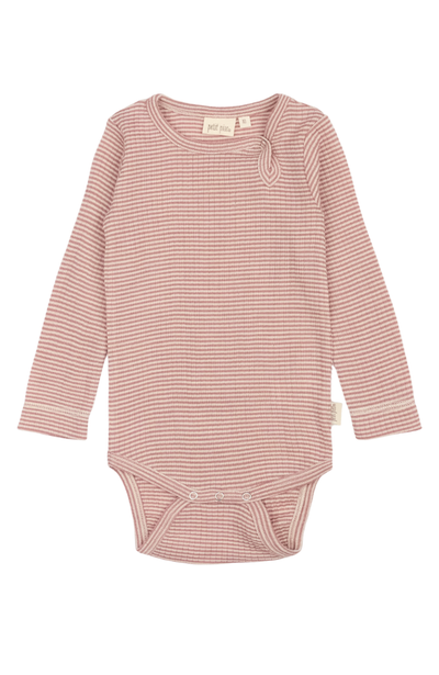 Dante Body L/S Merino Wool Striped - Nostalgic Rose/Dark Off White
