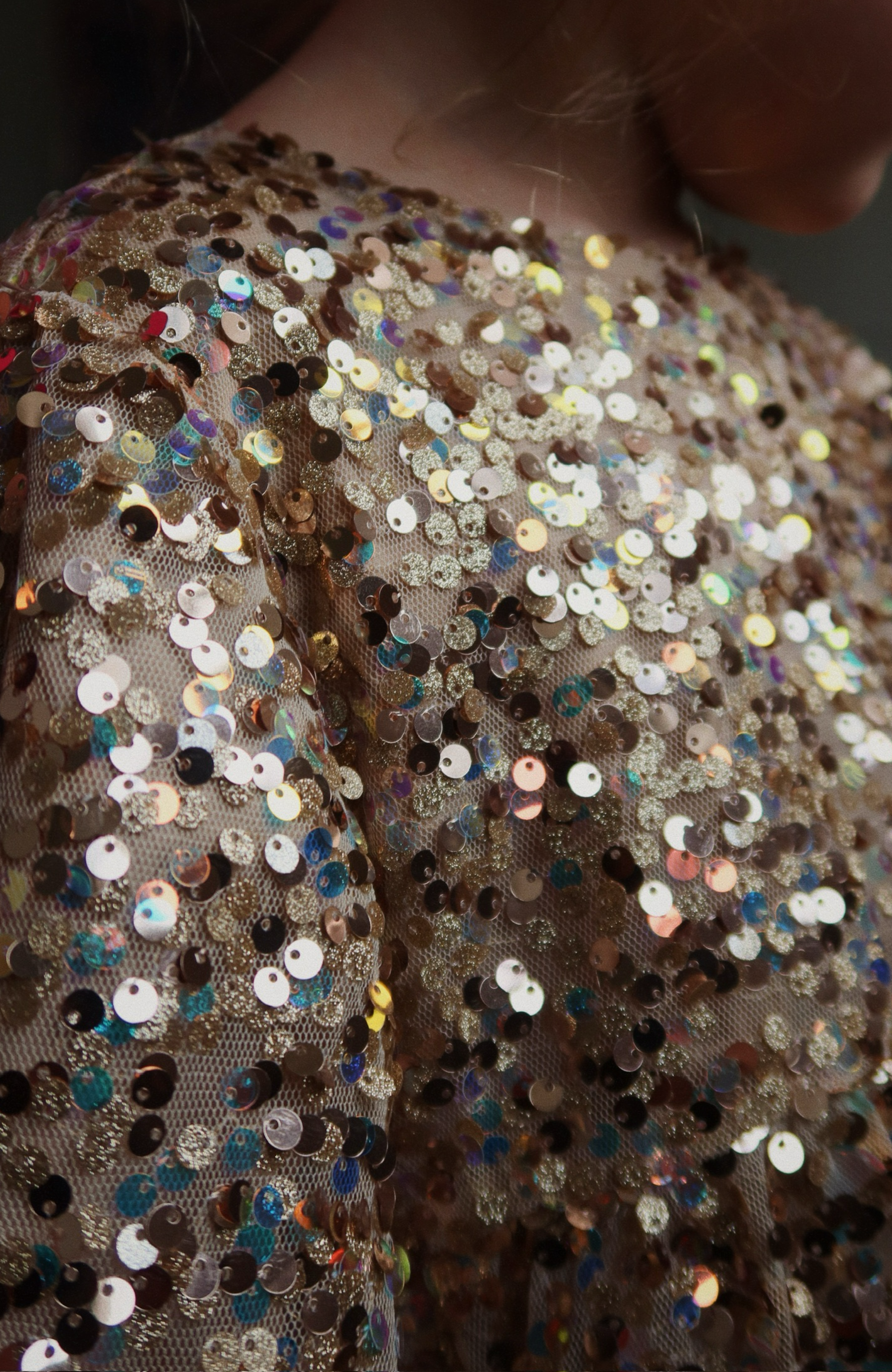 Lila Sequins Bow Dress - Gold Glitter