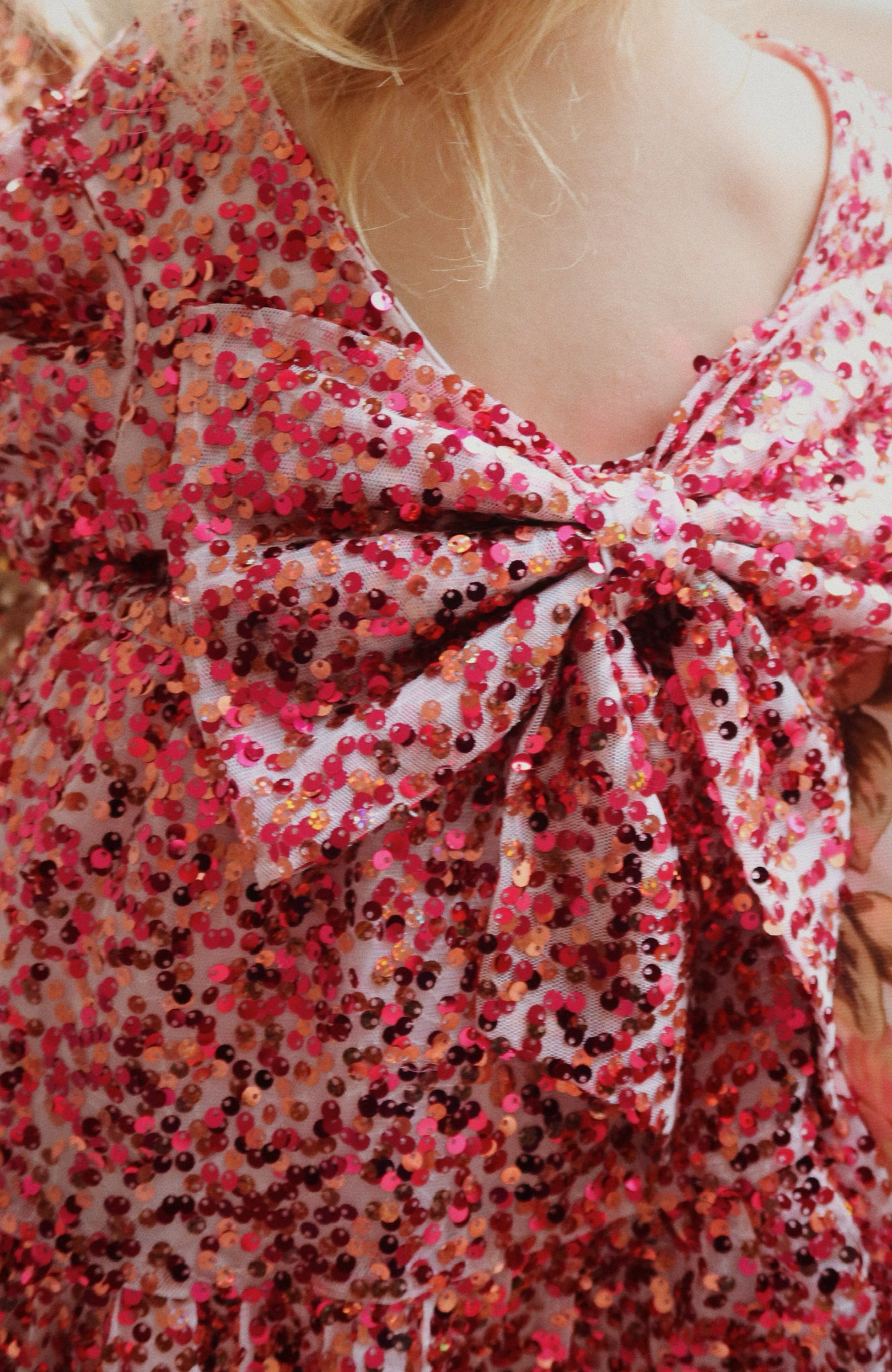 Lila Sequins Bow Dress - Sparkling Sangria