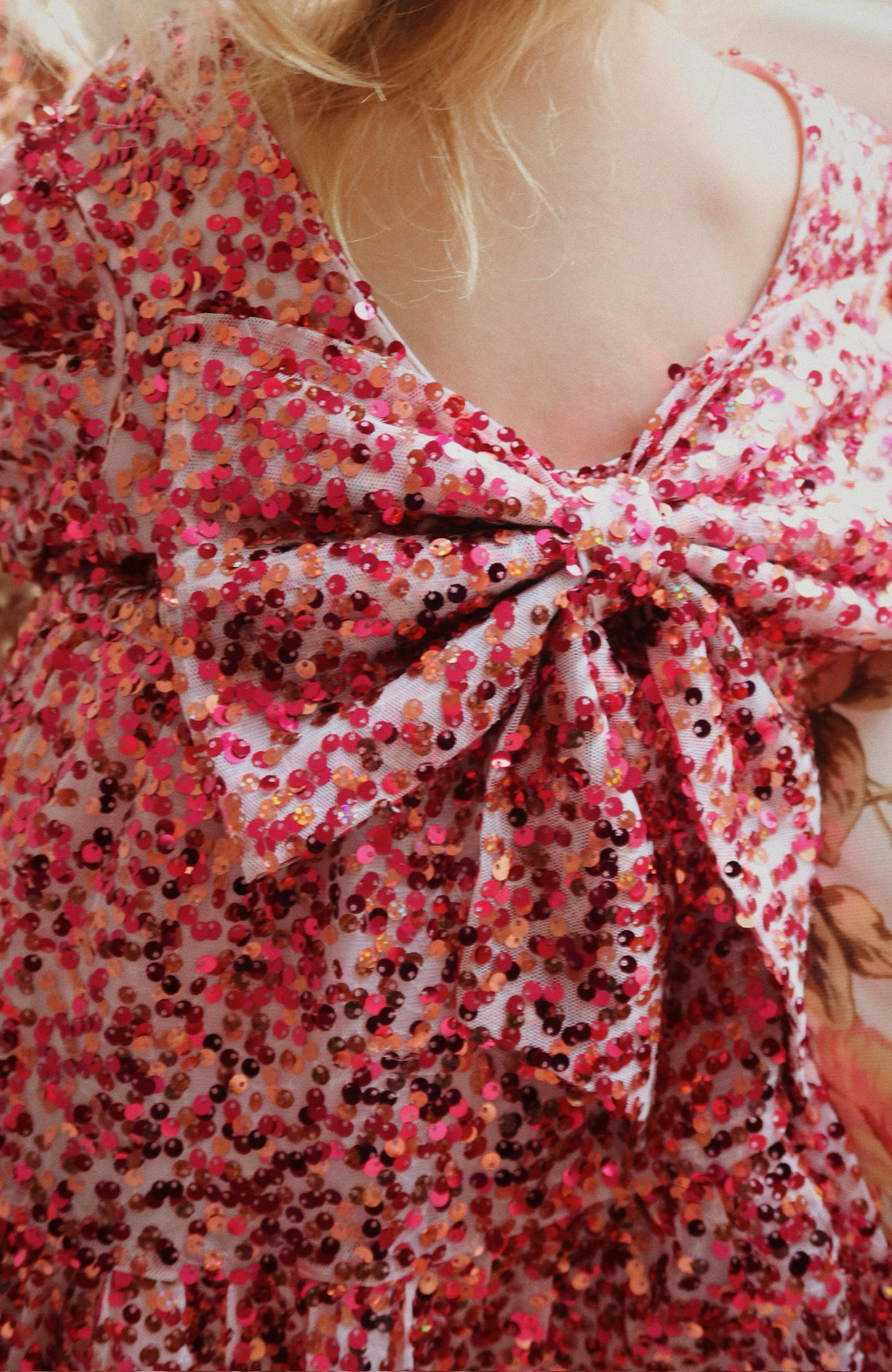 Lila Sequins Bow Dress - Sparkling Sangria