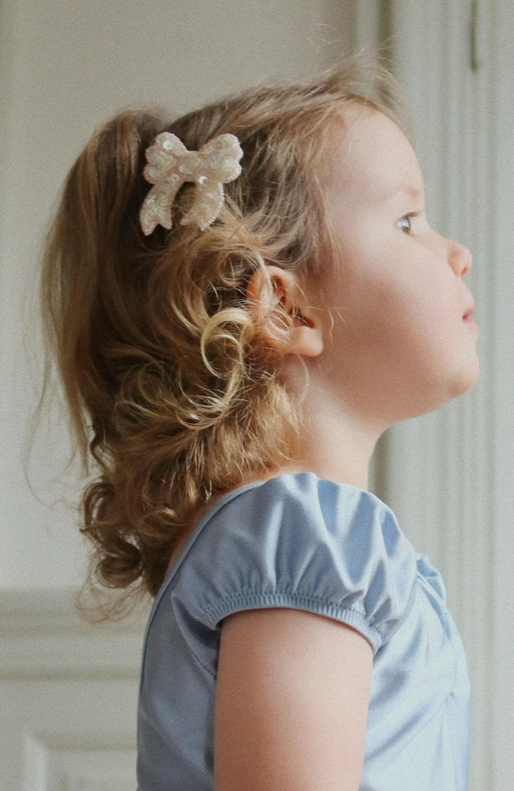 Sequin Bow Hair Clip 2pk - Cameo Rose