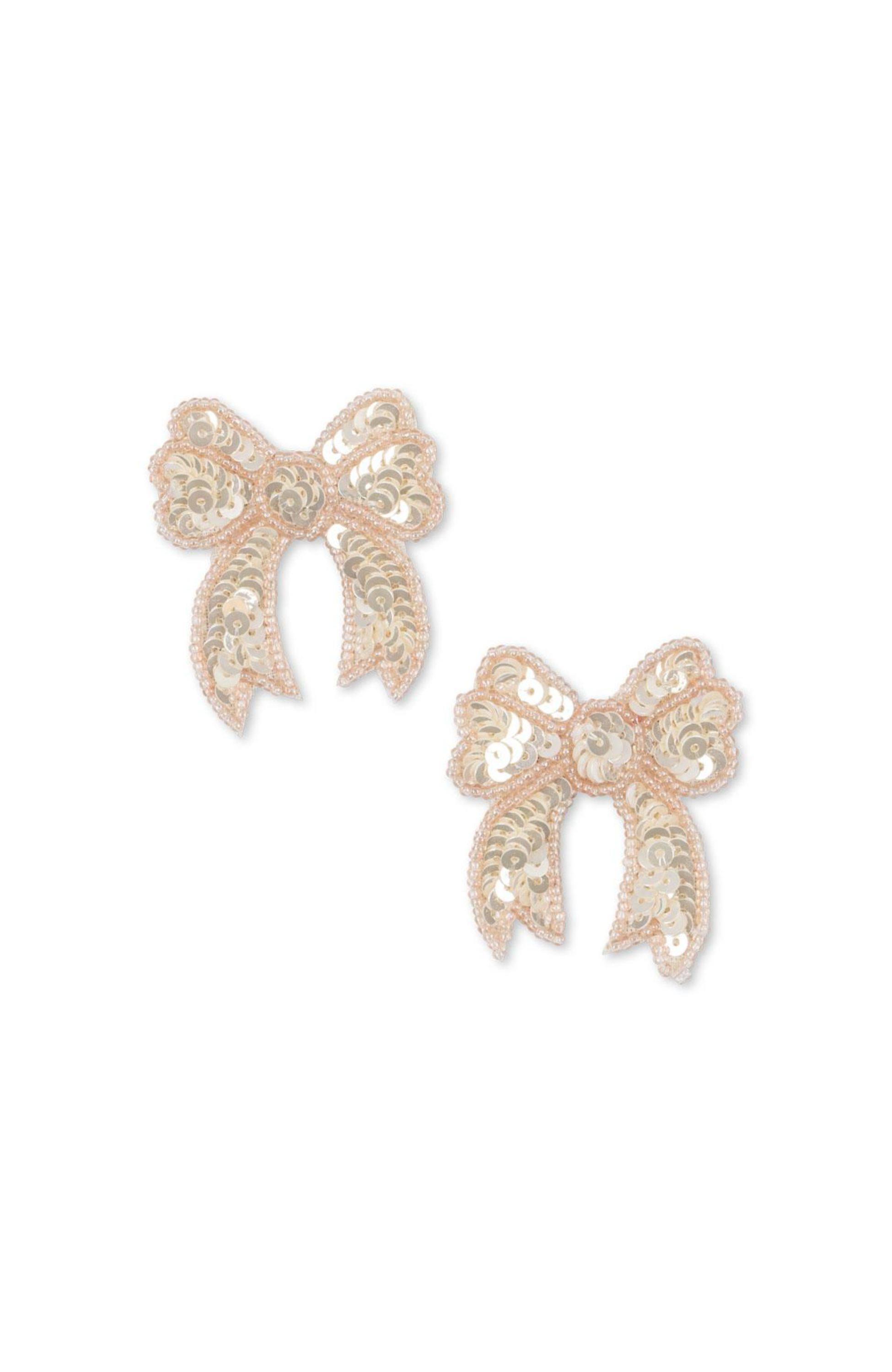Sequin Bow Hair Clip 2pk - Cameo Rose