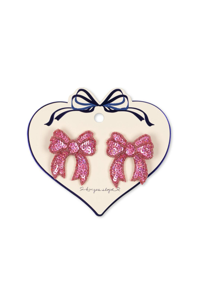 Sequin Bow Hair Clip 2pk - Rapture Rose
