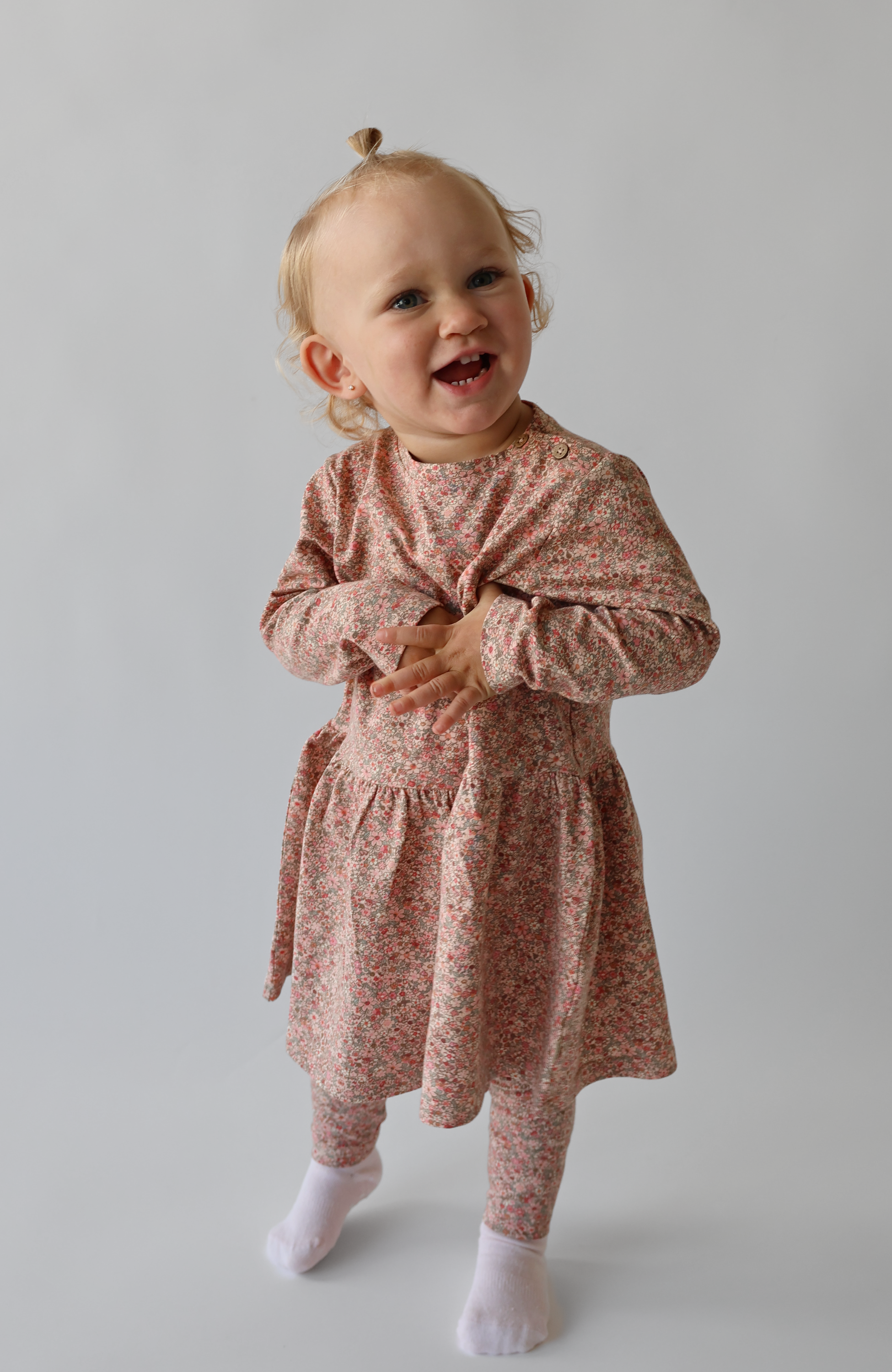 Jersey Baby Dress L/S Bessie - Rose Dust Flower Meadow st.62-92