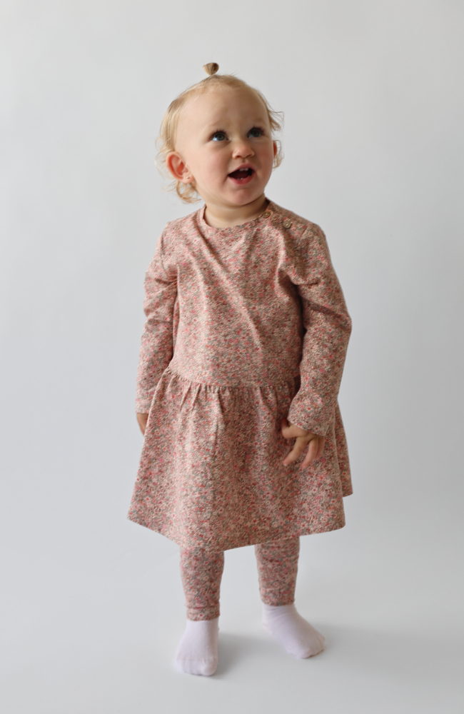 Jersey Baby Dress L/S Bessie - Rose Dust Flower Meadow st.62-92