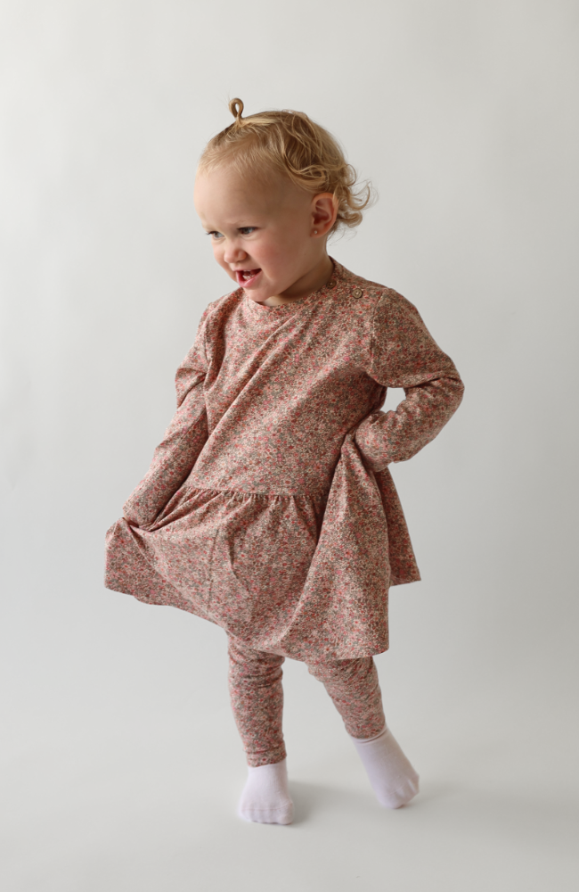 Jersey Baby Dress L/S Bessie - Rose Dust Flower Meadow st.62-92