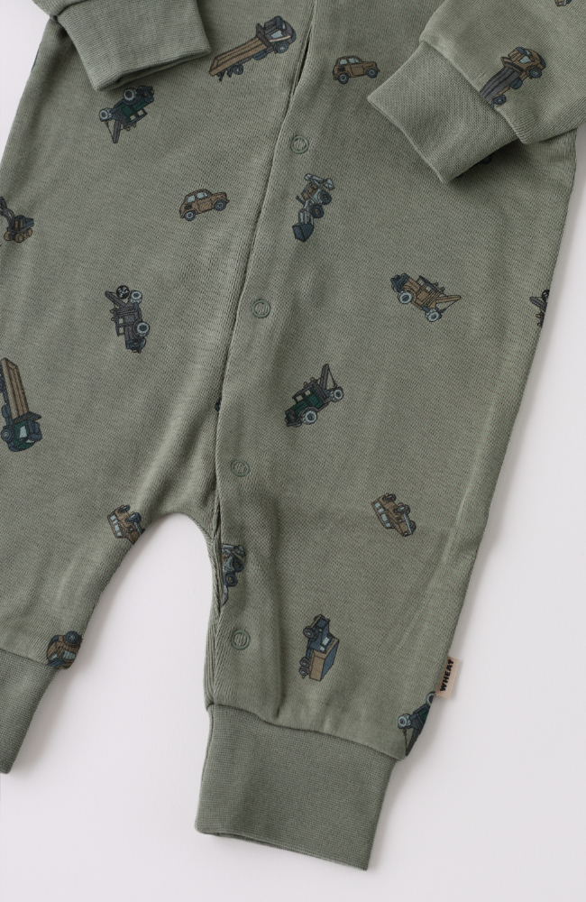 Jumpsuit L/S Lou - Dusty Green Cars