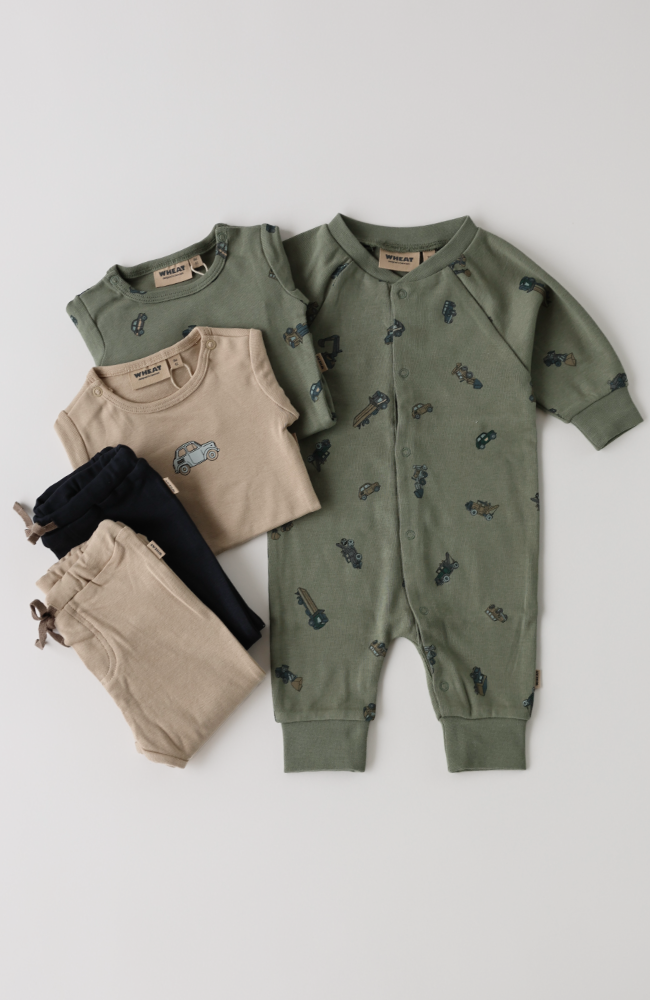 Jumpsuit L/S Lou - Dusty Green Cars