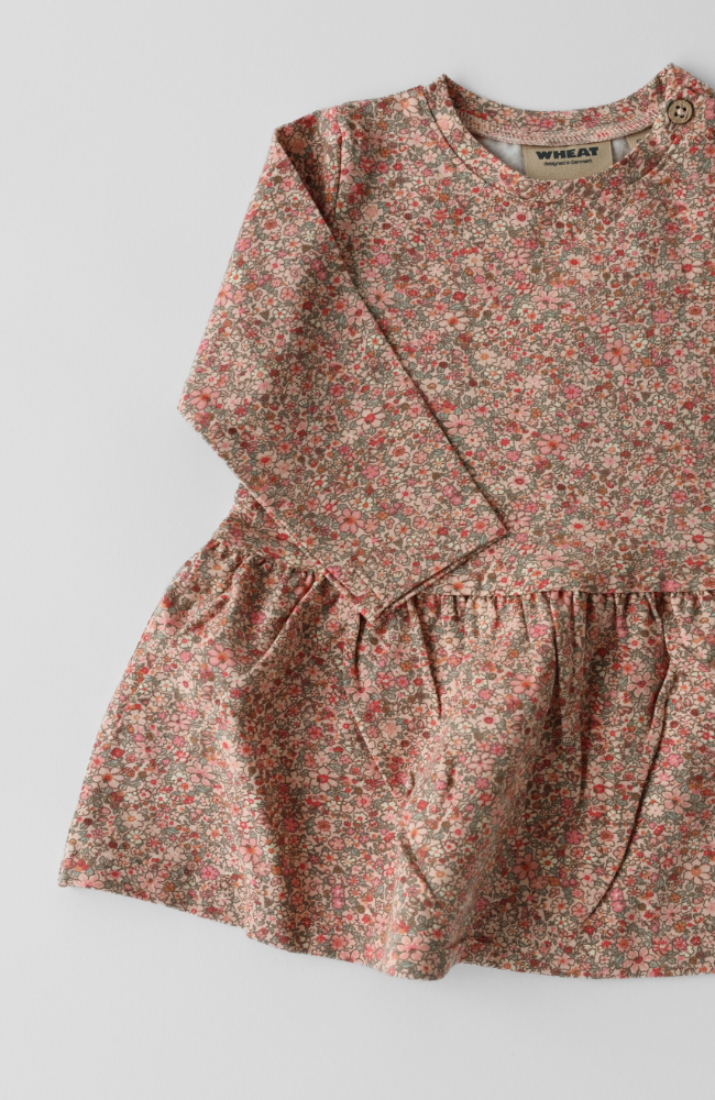 Jersey Baby Dress L/S Bessie - Rose Dust Flower Meadow st.62-92