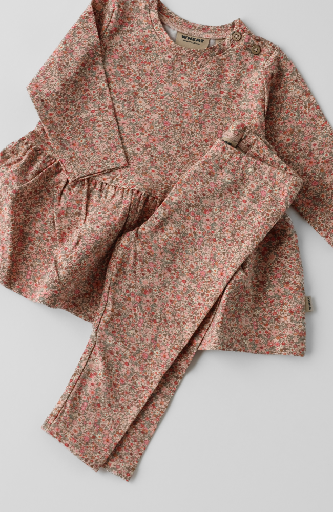 Jersey Baby Dress L/S Bessie - Rose Dust Flower Meadow st.62-92