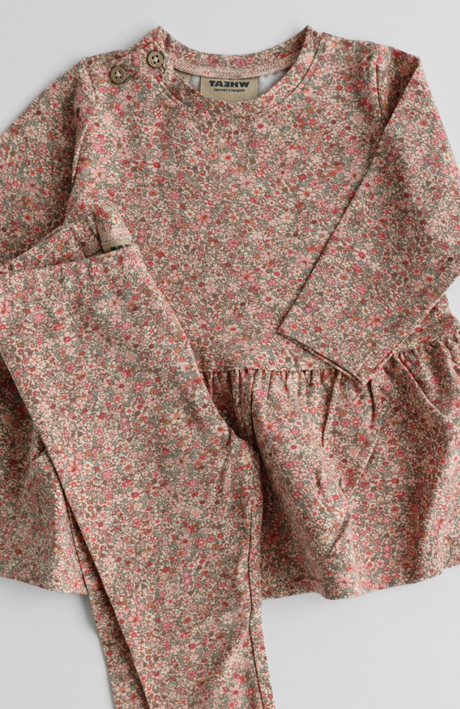 Jersey Baby Dress L/S Bessie - Rose Dust Flower Meadow st.62-92