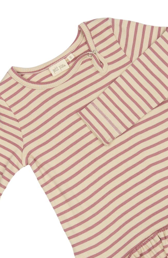 Dress L/S Modal Striped - Nostalgic Rose / Off White