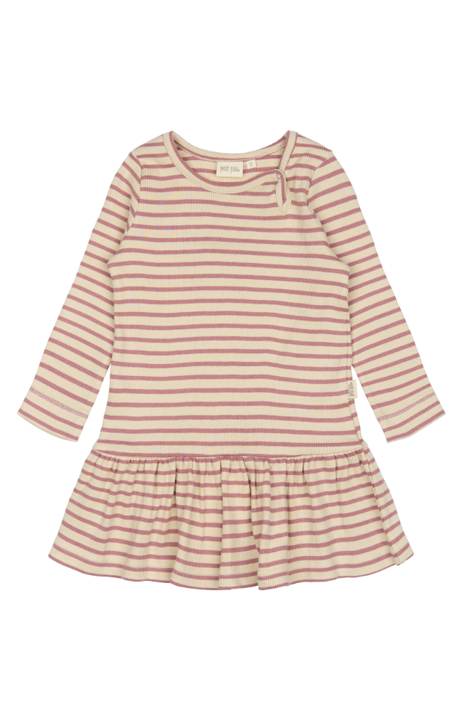 Dress L/S Modal Striped - Nostalgic Rose / Off White
