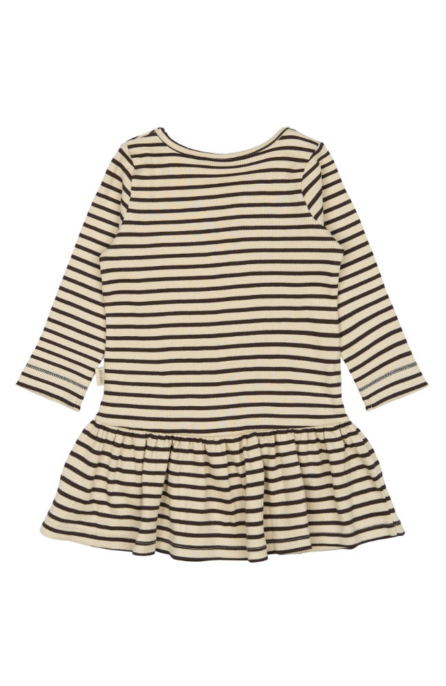 Dress L/S Modal Striped - Coffee Bean / Off White