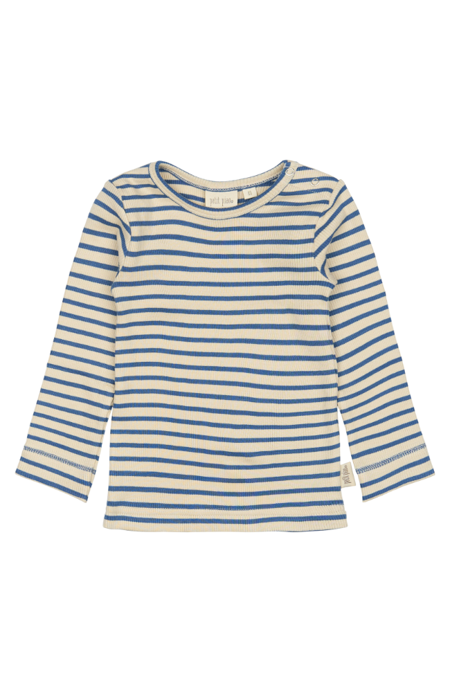 T-Shirt L/S Modal Striped - True Navy / Off White