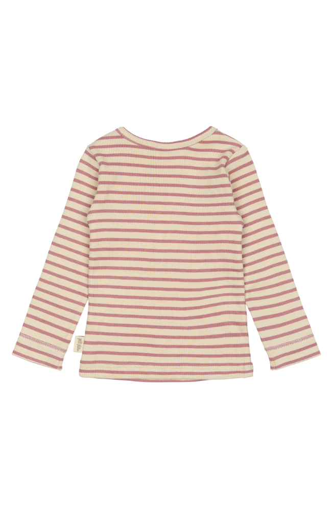 T-Shirt L/S Modal Striped - Nostalgic Rose / Off White