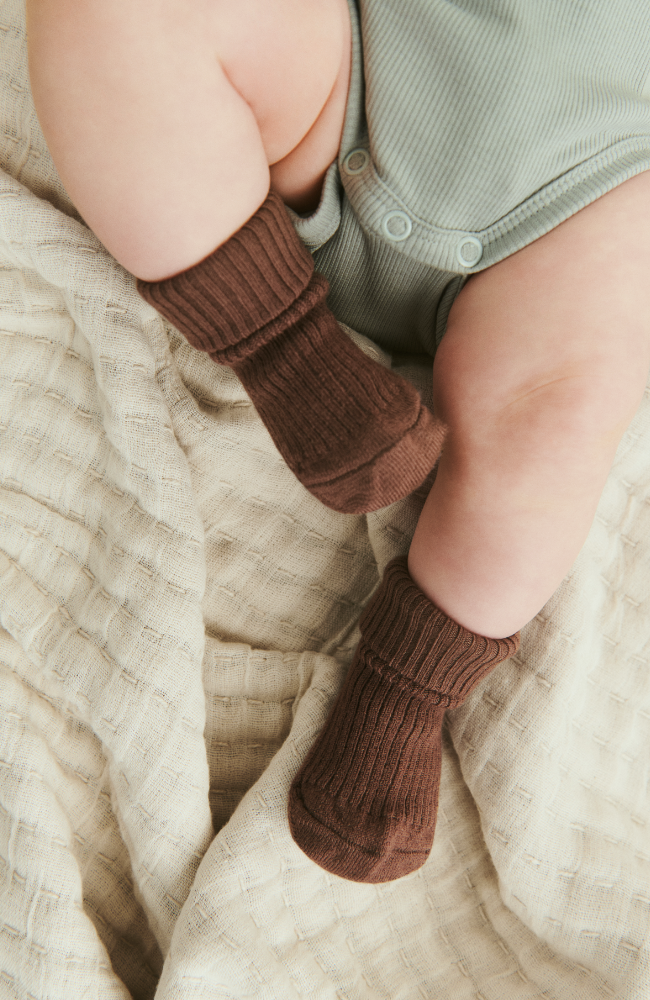 2 pk Wool Rib Socks Ziggy - Caramel