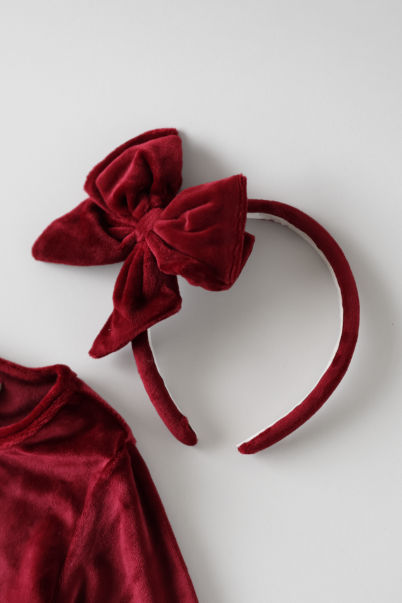 Velvet Bowie Hairbrace - Red Dahlia