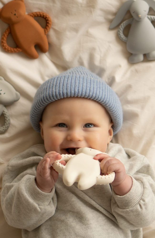 Natural Rubber Teether - White Bunny