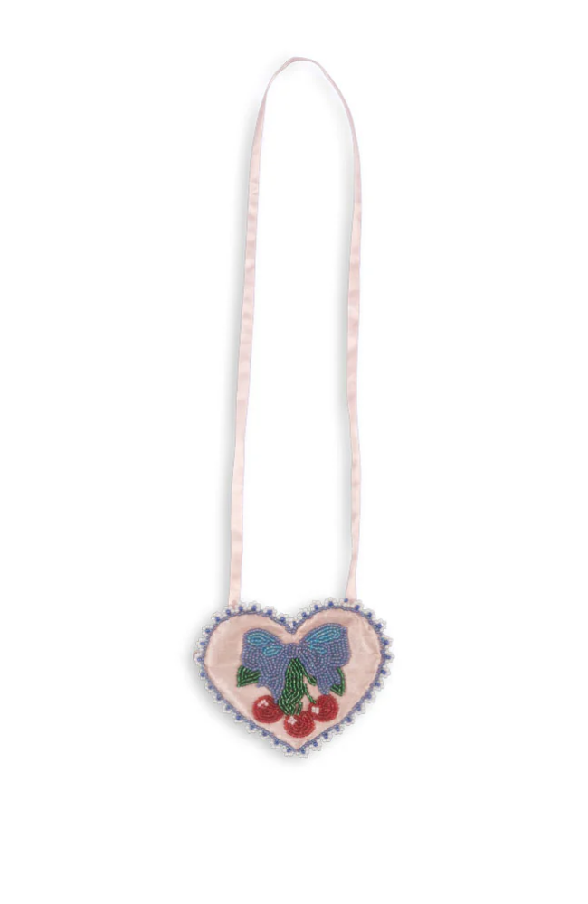 Beaded Heart Mini Purse - Mellow Rose