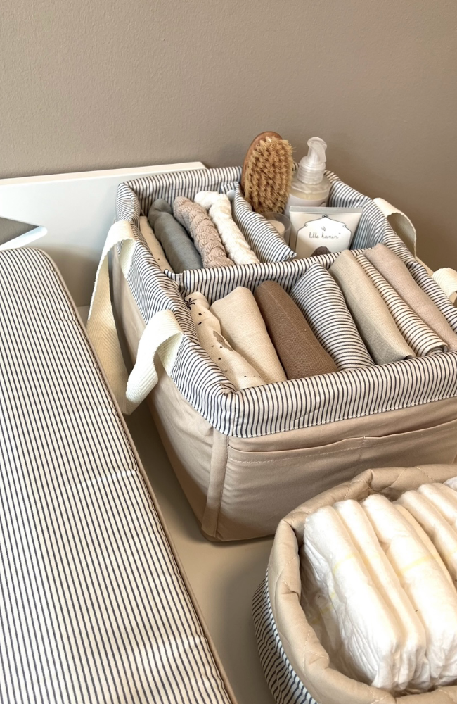 Diaper Caddy - Classic Stripes Blue