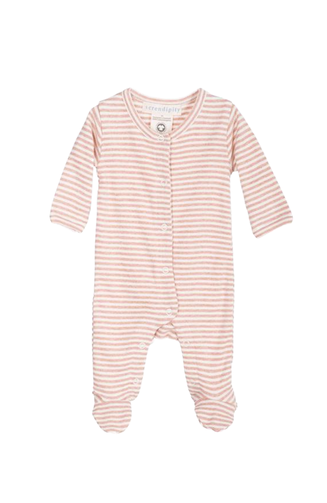 Newborn Stripe Suit - Clay / Off White