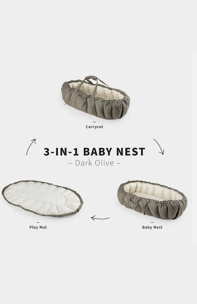 Sebra 3-in-1 Babynest - Dark Olive