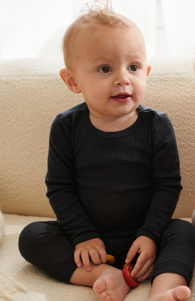Rib Body L/S Spencer GOTS - Navy