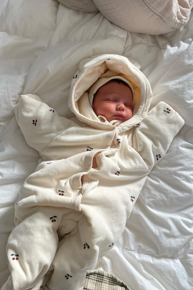 Newborn Padded Onesie w/hood - Cherry