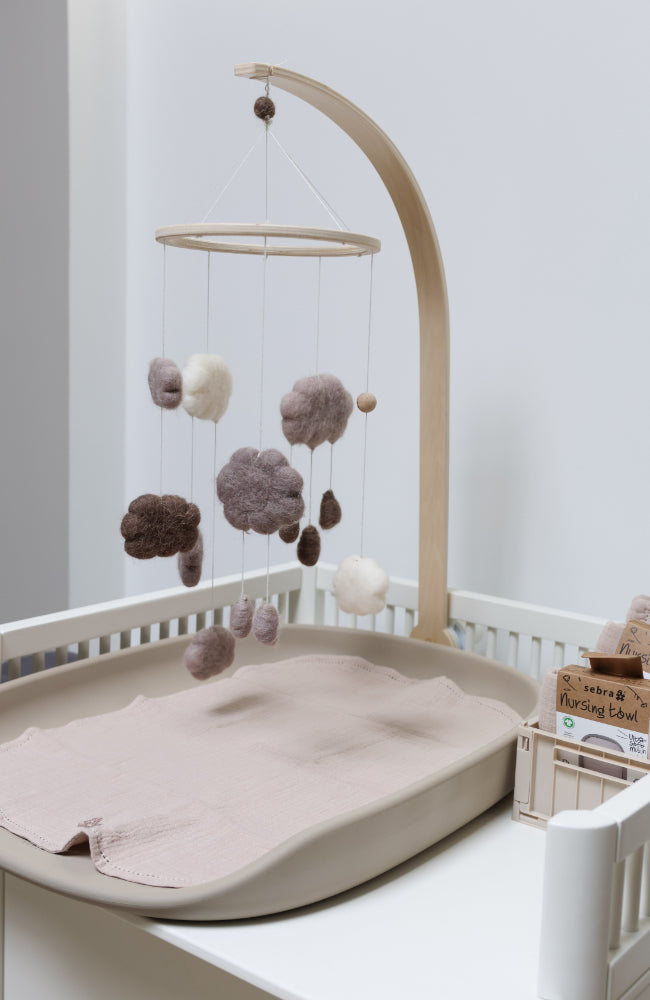 Felted Baby Mobile Clouds - Warm Grey