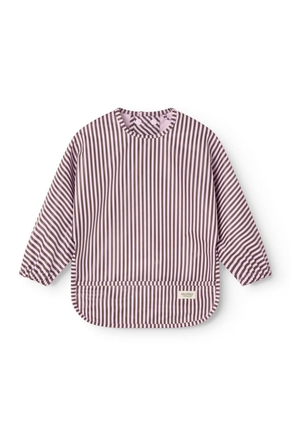 Apron Dinner LS Bib - Pink Brown Stripes