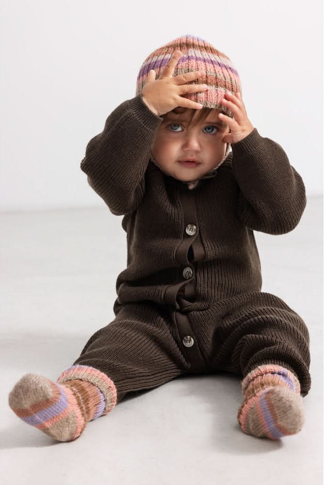 Robbie Knit Onesie - Dark Roast