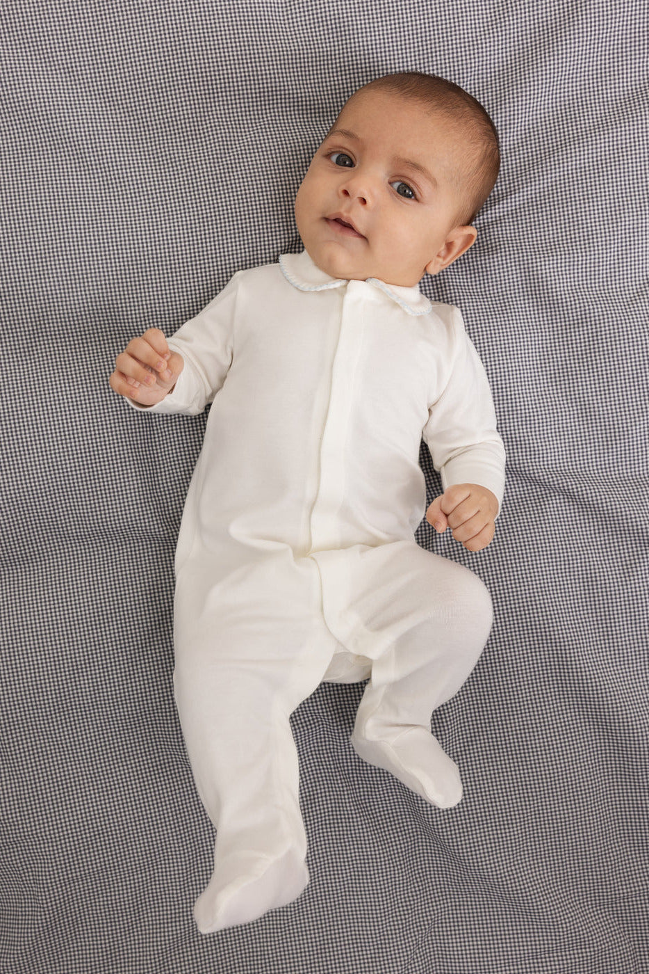 Ricci Newborn Romper - Light Blue Picot