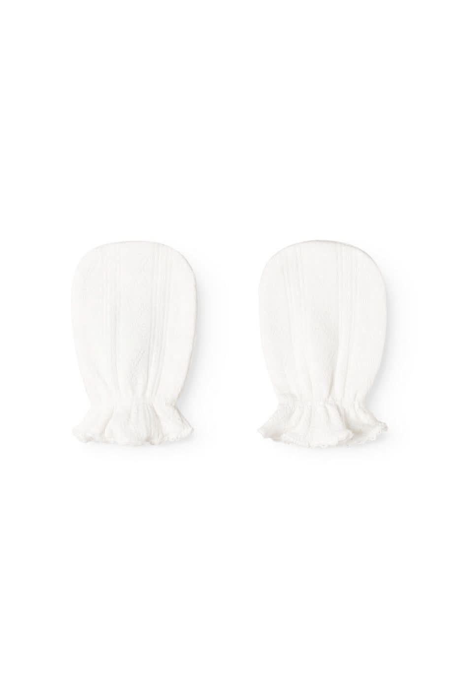 Newborn Gloves Pointelle - Gentle White