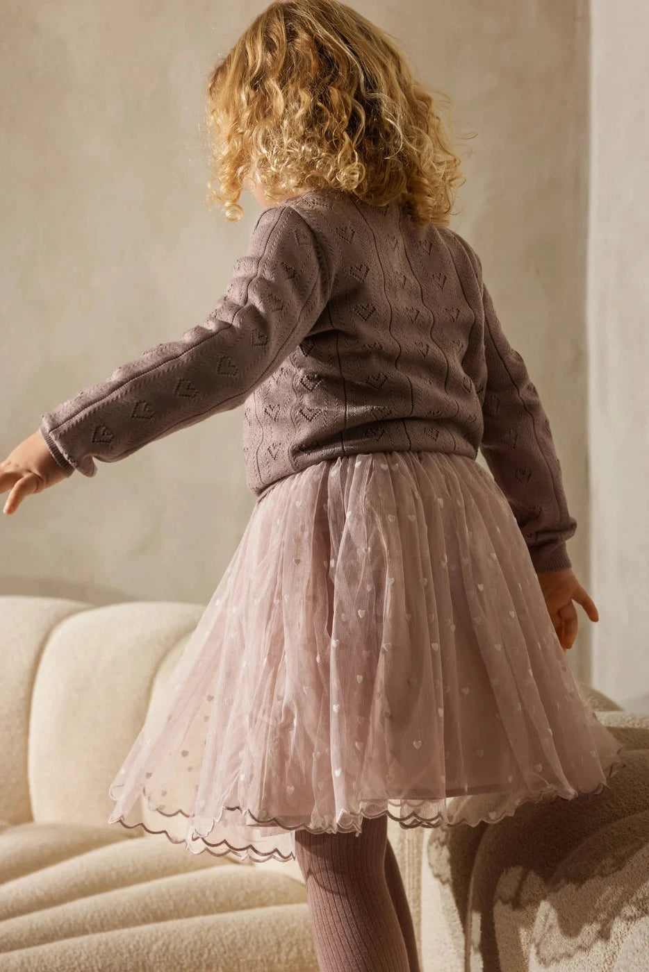 Tilda Pointelle Cardigan - Dusty Purple