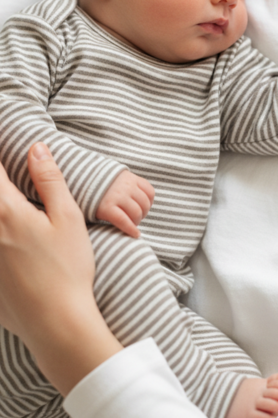 Baby Body Stripe - Taupe/Off White