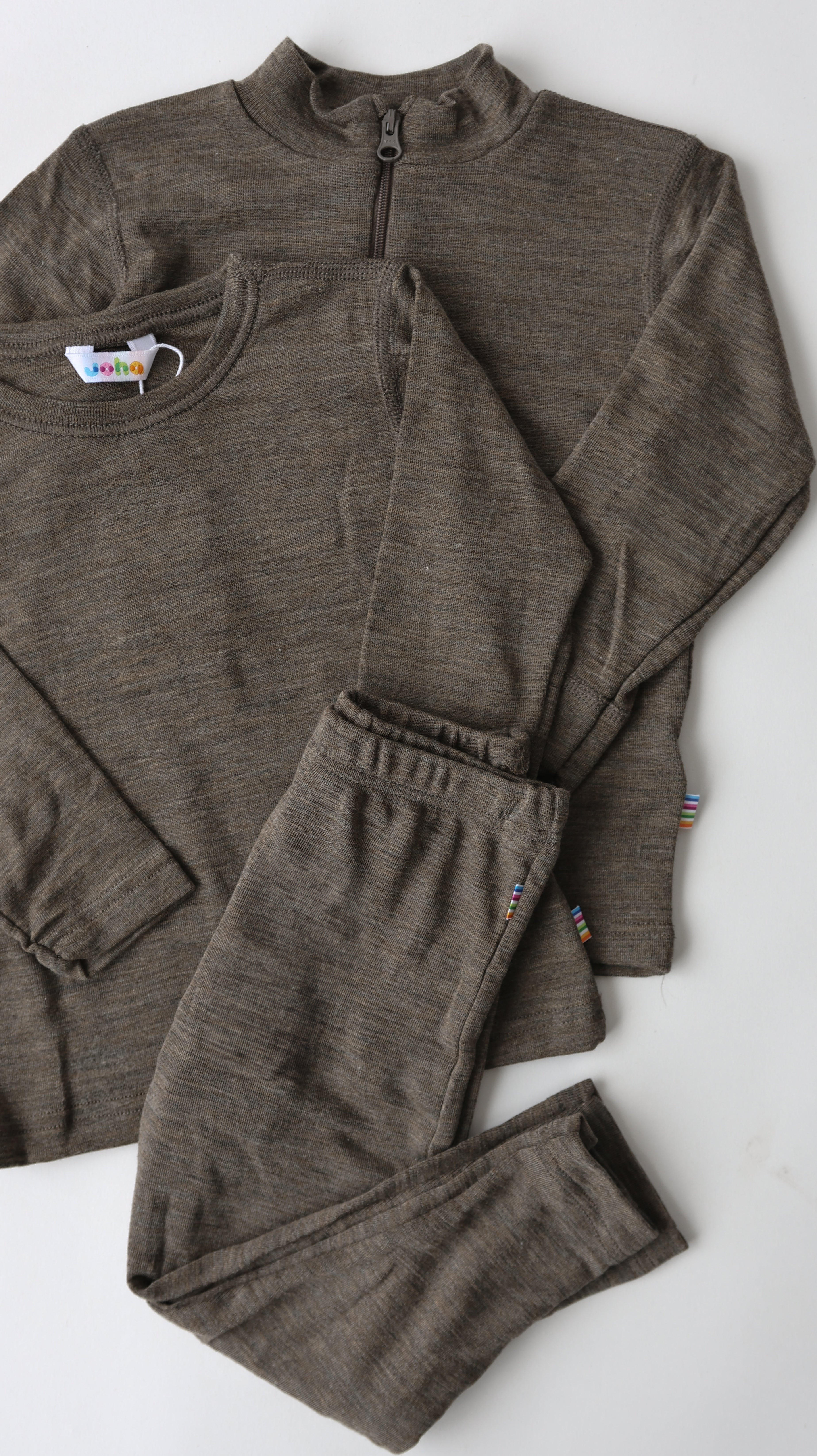 Ullar/Silki Langermabolur 1/2 renndur - Brown Melange / Limited