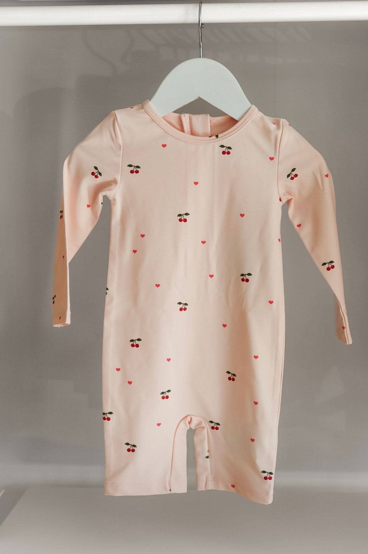 Merle Swim LS Onesie - Cherry Coeur Rose