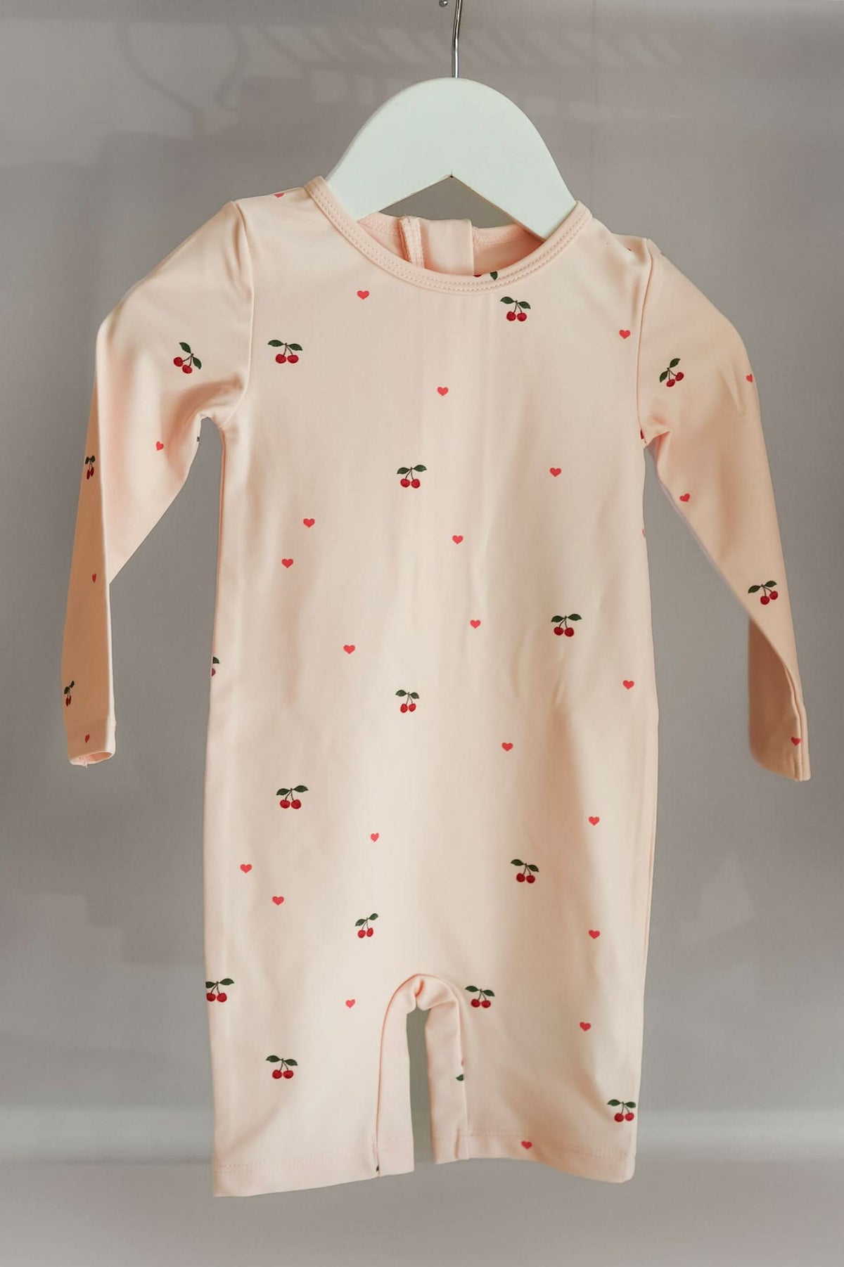 Merle Swim LS Onesie - Cherry Coeur Rose