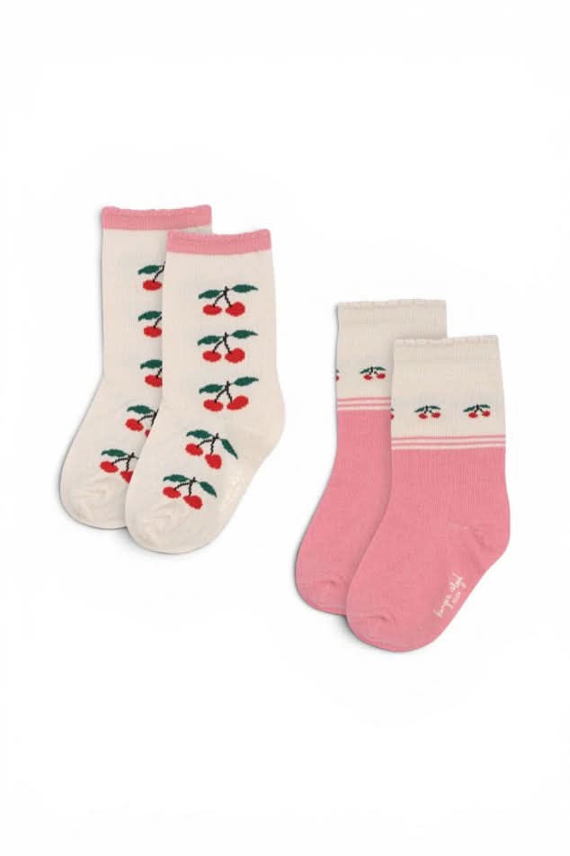 2 Pack Jacquard Socks - Cherry Mix