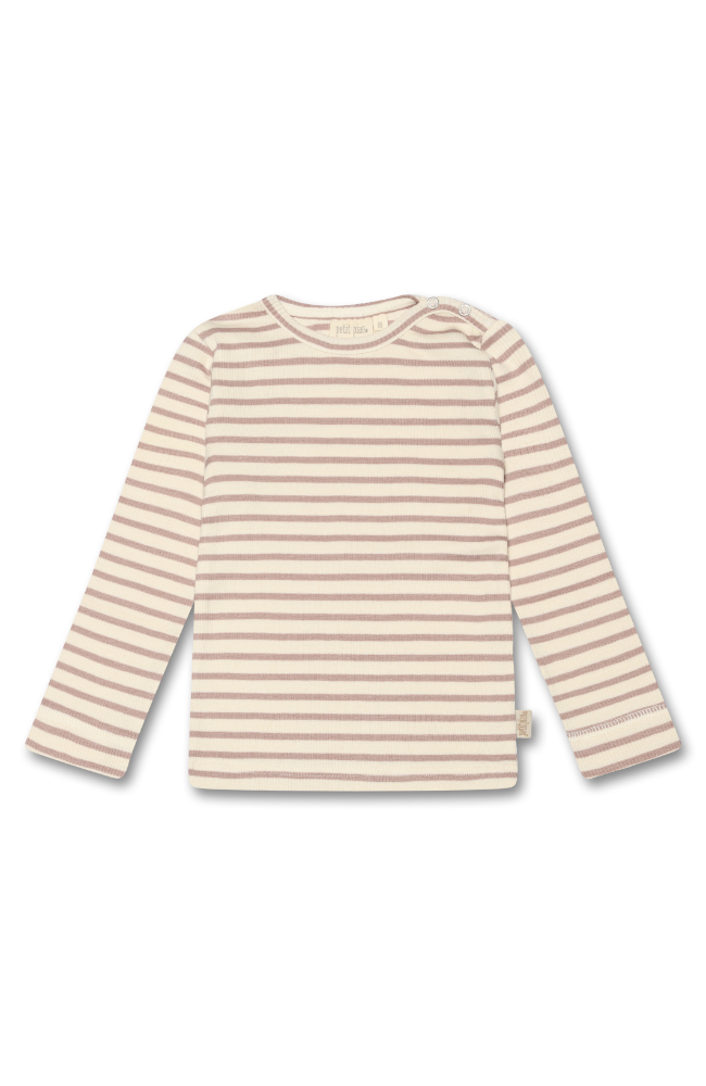 T-Shirt L/S Modal Striped - Rose Fawn