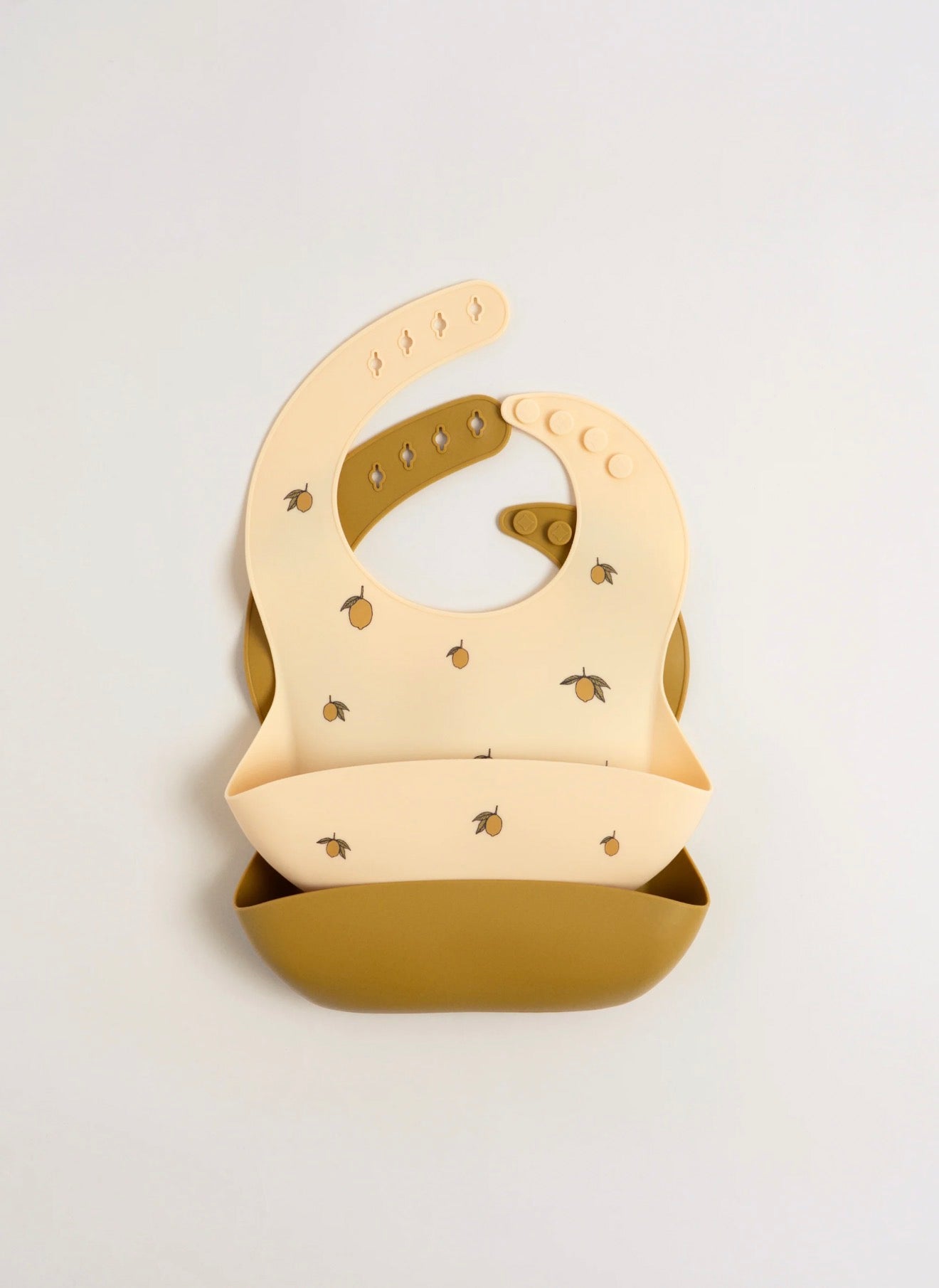 2 Pack Silicone Bib - Lemon/Almond