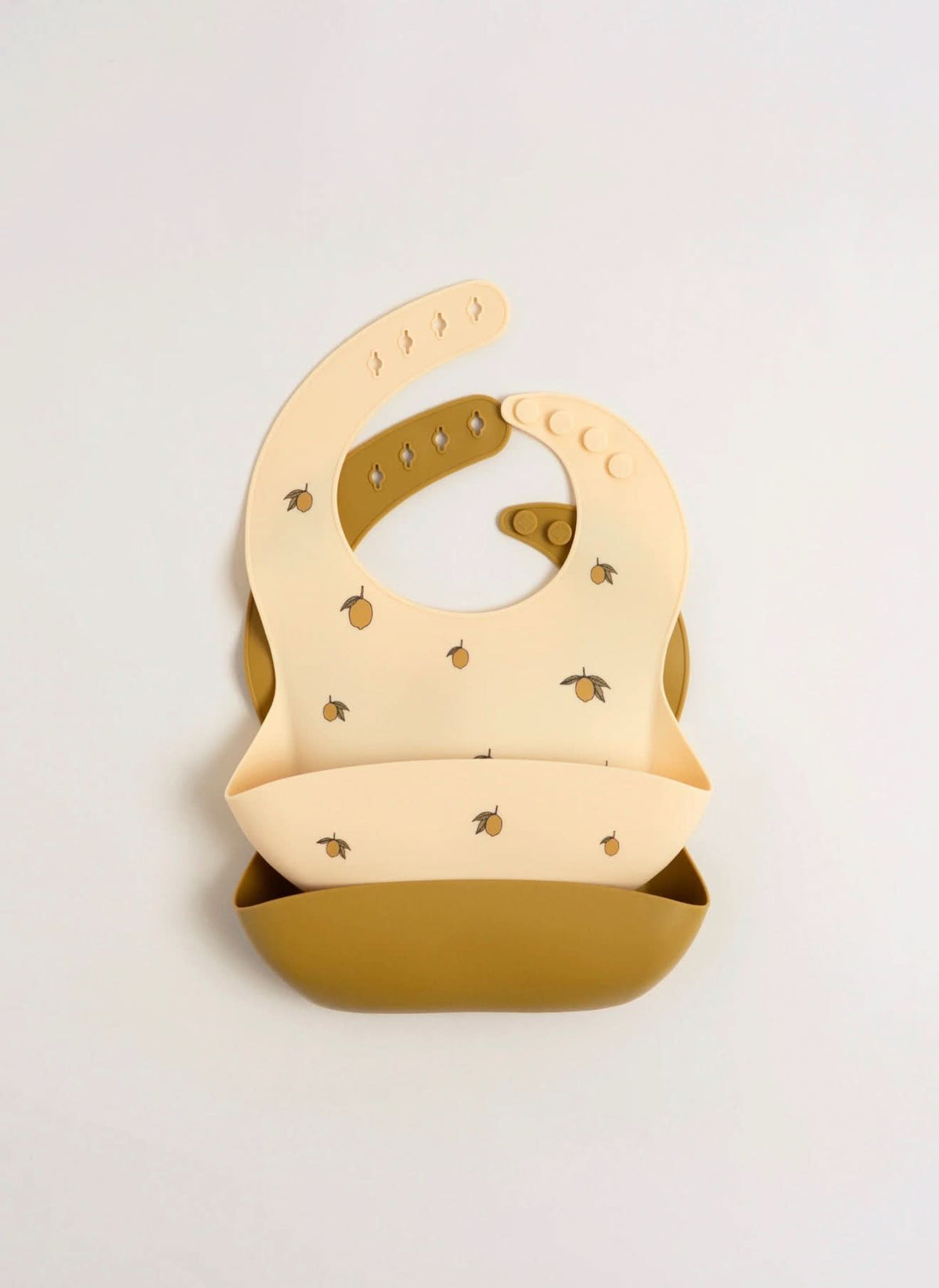 2 Pack Silicone Bib - Lemon/Almond