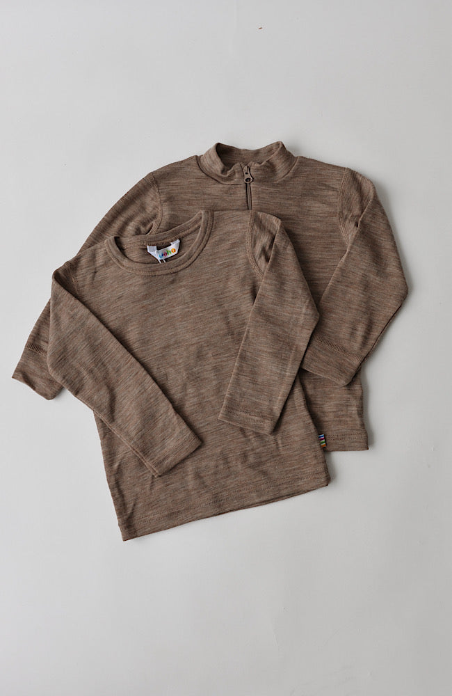 Ullar/Silki Langermabolur 1/2 renndur - Beige Melange / Limited