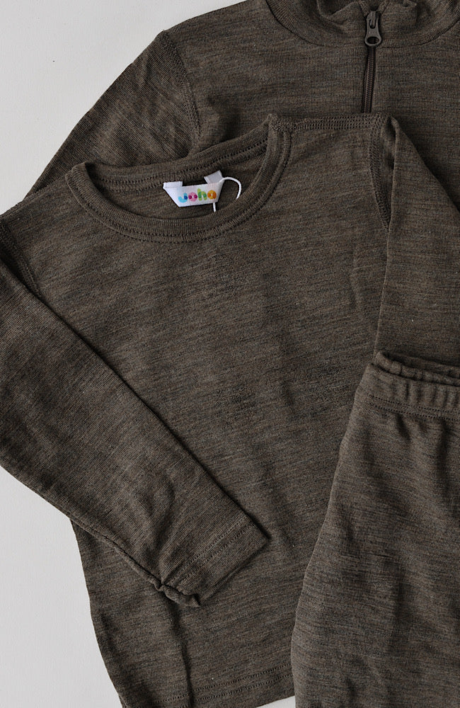 Ullar/Silki Langermabolur - Brown Melange / Limited