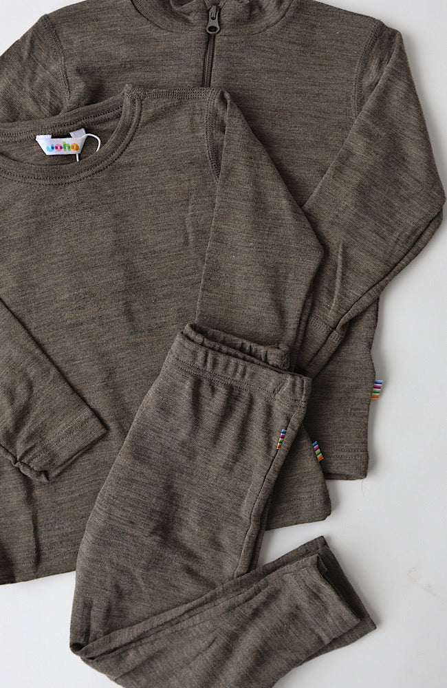 Ullar/Silki Langermabolur 1/2 renndur - Brown Melange / Limited