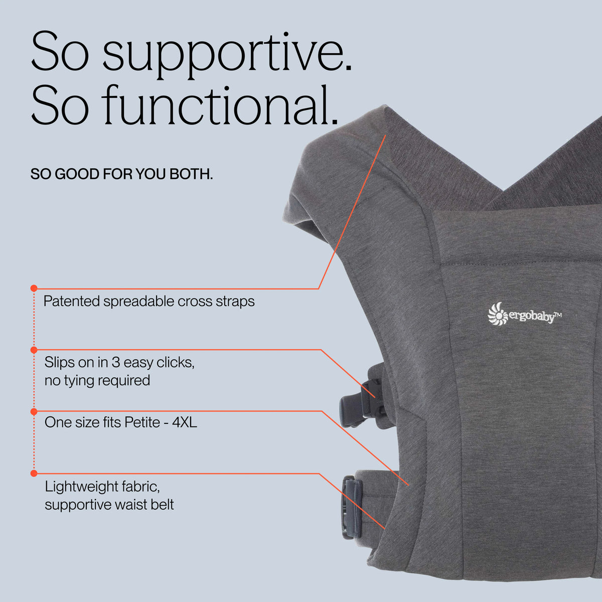 Ungbarnaburðarpoki Embrace Soft Air Mesh - Heather Grey