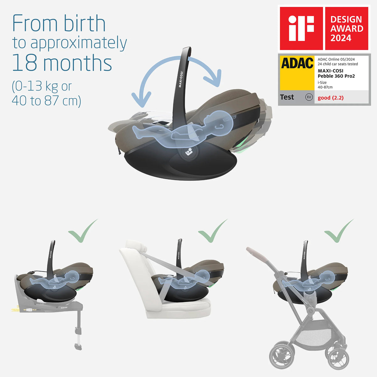Pebble Slide Pro Car Seat - Sandy Taupe